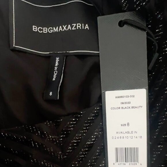BCBGMAXAZRIA Black Long Sleeve Ciana Sparkle Evening Mini Dress Size 8 NWT - Picture 10 of 15
